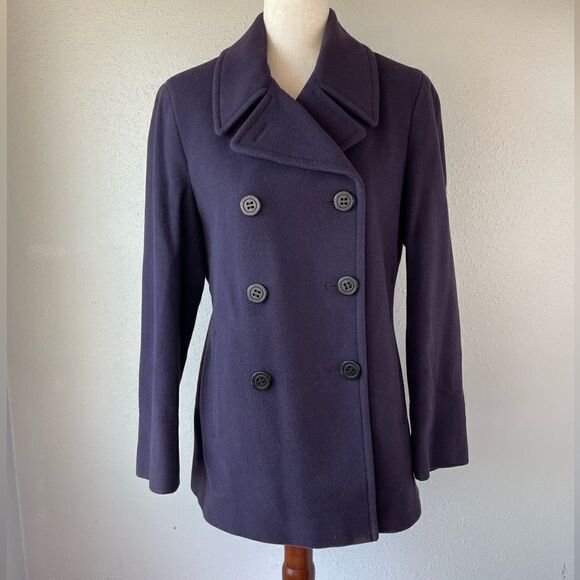 Calvin Klein Purple Wool Blend Pea Coat Size 12P EUC - Picture 1 of 9